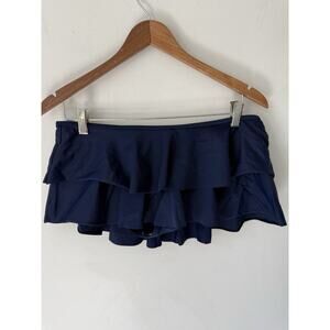 Lands’ End Wimens Size 16 Blue Swim Mini Ruffle Swim Skirt Bottom Brief Beach